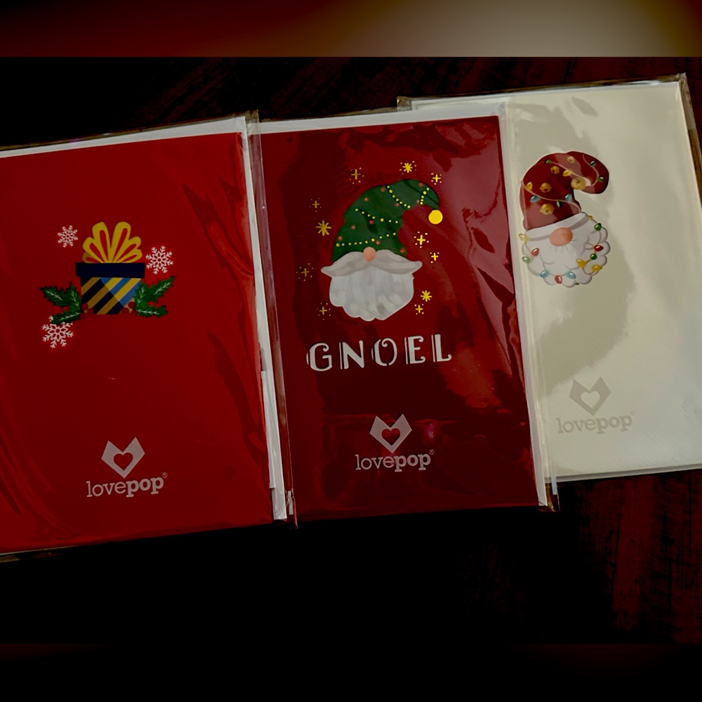 Love pop Gnome Christmas Cards - 3 Cards